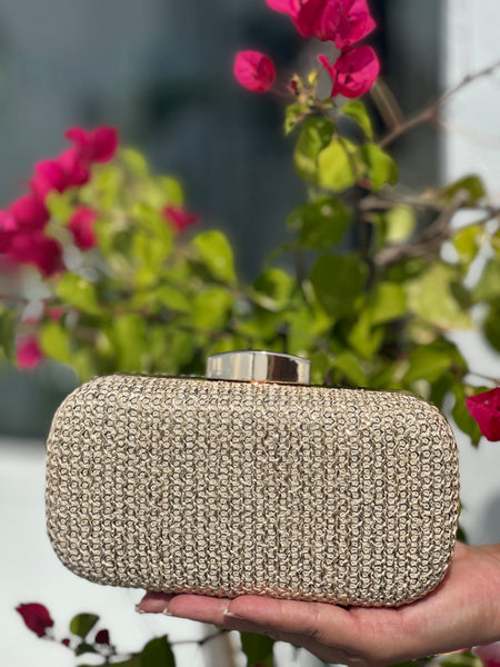 FIJI GOLD SHIMMER RAFFIA CLUTCH