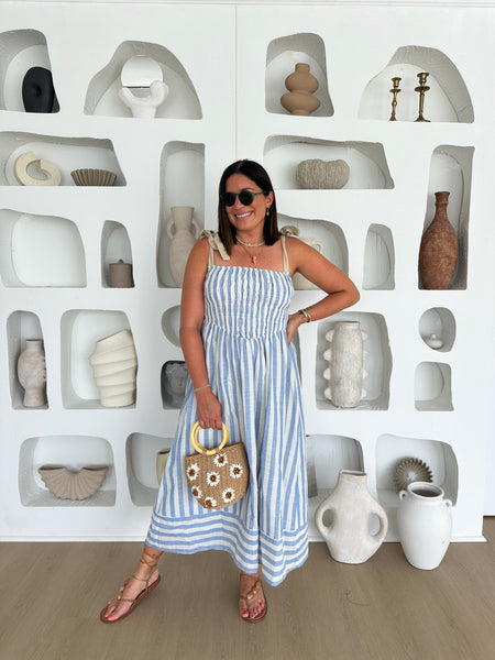 BRINDLEY WAIST SMOCKED MIDI DRESS