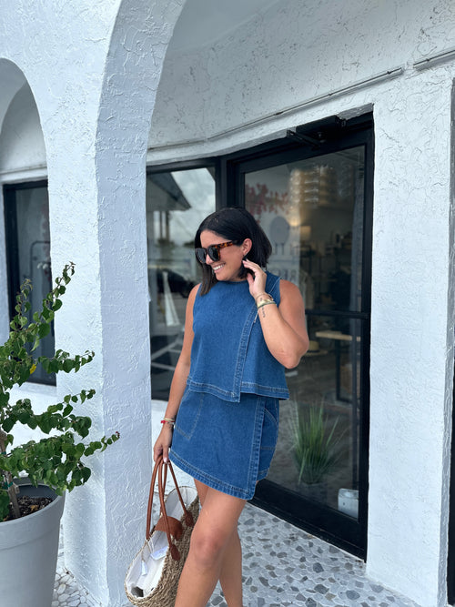 MERCEDES MEDIUM WASH DENIM TOP