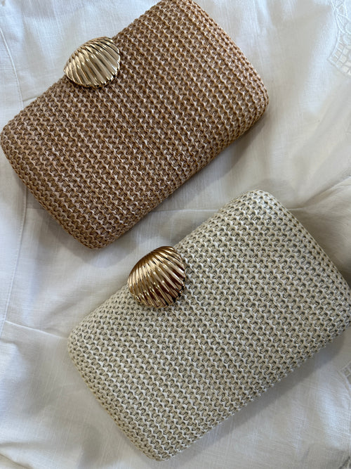 SHELLY RAFFIA CLUTCH & CROSSBODY