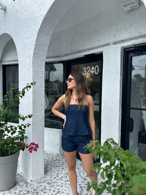 TAME DENIM BUSTIER TOP