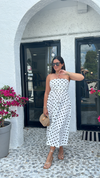 ANYA POLKA DOT STRAPLESS DRESS