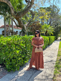 SEDONA SAND RUFFLE OFF SHOULDER TOP