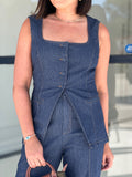 BILLIE SQUARE NECK DENIM VEST