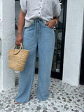 BEYRA WIDE LEG DRAWSTRING DENIM PANT