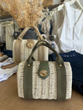 BARCELONA WICKER AND CANVA BAG