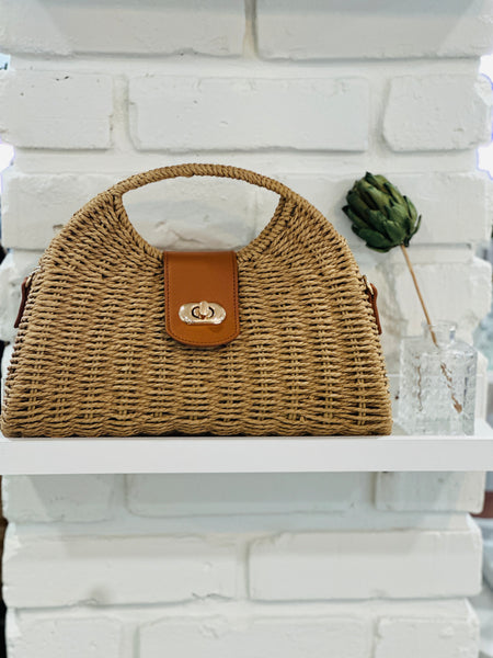 MAREA WICKER BAG WITH CROSS BODY STRAP