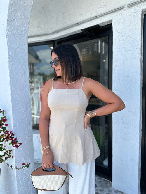 LUNA CREAM COLOR PEPLUM TOP