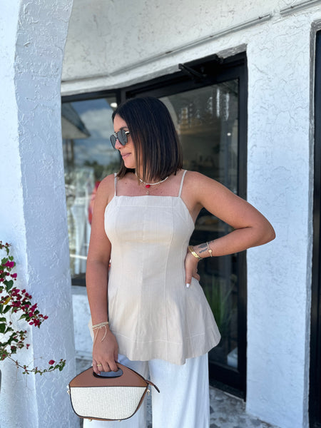 LUNA CREAM COLOR PEPLUM TOP