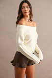 ANGELA OFF SHOULDER LIGHT SWEATER