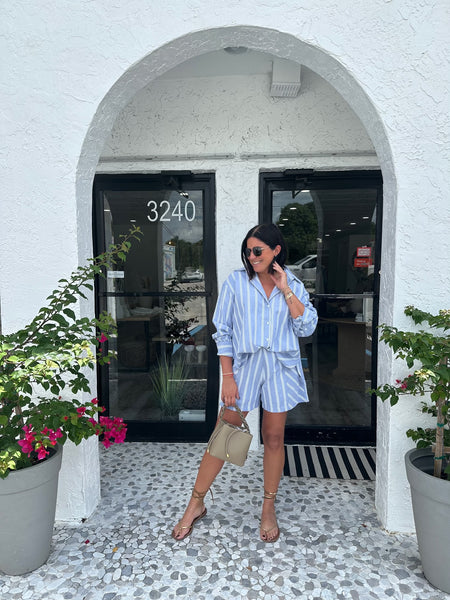 GABRIELA STRIPED BUTTON DOWN WITH RUFFLE CUFF
