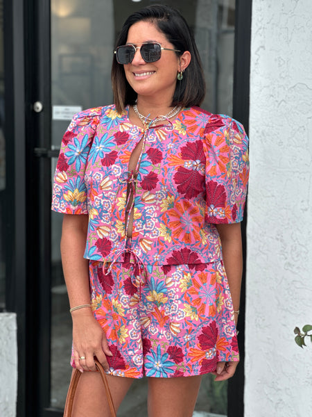 PEONY FRONT TIE BLOUSE