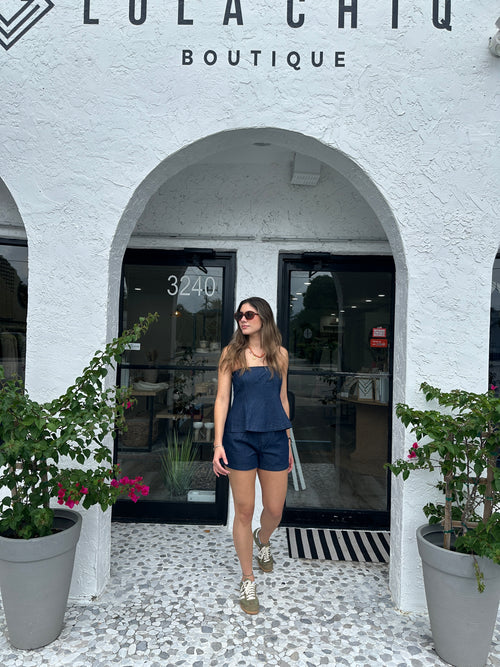 TAME DENIM BUSTIER TOP