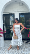 ANYA POLKA DOT STRAPLESS DRESS