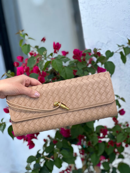 GWEN VEGAN LEATHER BRAIDED CLUTCH