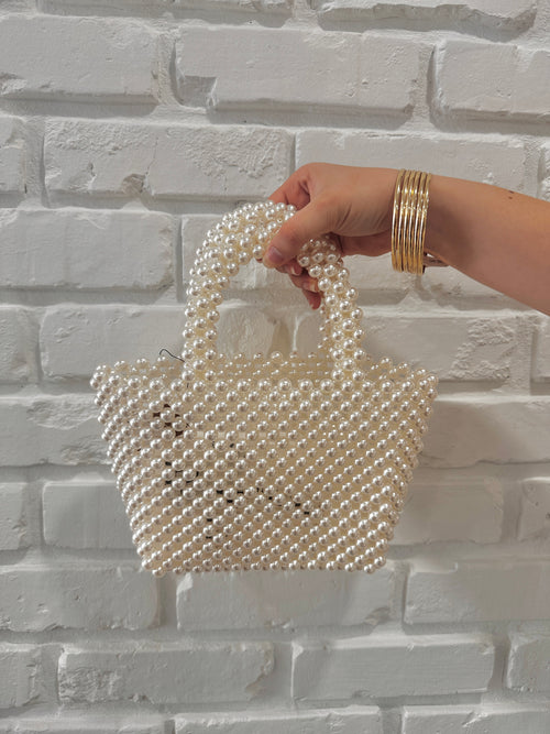 GLAM WHITE PEARL HANDBAG