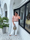 FRAN GINGHAM POINTED COLLAR TOP