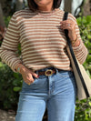 LORRAINE MOCK NECK STRIPED SWEATER