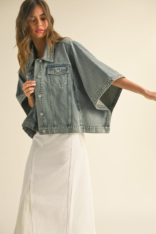 LISA CAPE STYLE DENIM JACKER