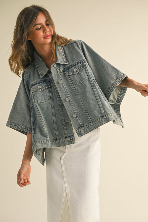 LISA CAPE STYLE DENIM JACKER