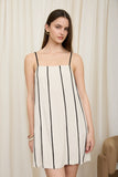 VERONICA CONTRAST STRIPE LINEN MINI DRESS
