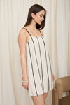VERONICA CONTRAST STRIPE LINEN MINI DRESS
