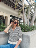 LILA STRIPPED ZIP UP SWEATER