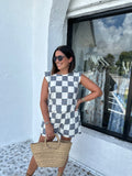 PENELOPE CHECKERED LINEN TOP