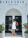 LILY V-NECK COTTON MINI DRESS