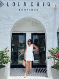 LILY V-NECK COTTON MINI DRESS