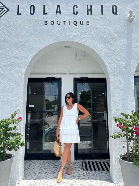 LILY V-NECK COTTON MINI DRESS
