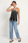 ROXY HIGH NECK LINEN TOP