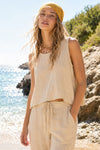 REINA LINEN STITCH TANK