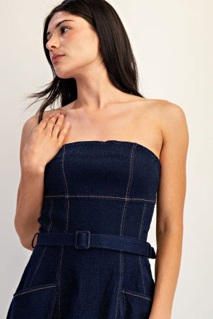 CAMILLA BELTED DENIMI MIDI DRESS