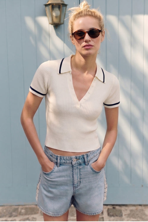 HELENA RIBBED COLLAR TOP