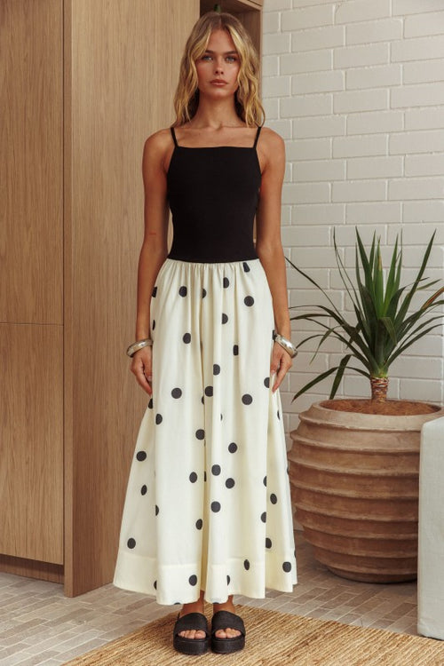 ELINA MIXED POLKA DOT MAXI DRESS
