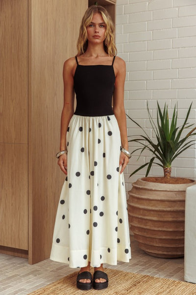ELINA MIXED POLKA DOT MAXI DRESS