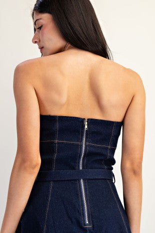 CAMILLA BELTED DENIMI MIDI DRESS