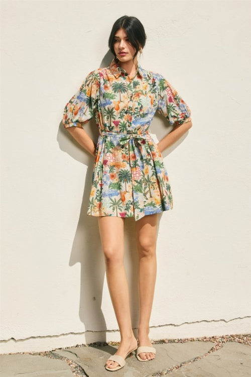 MONACO PUFF SLEEVE SHORT DRESS