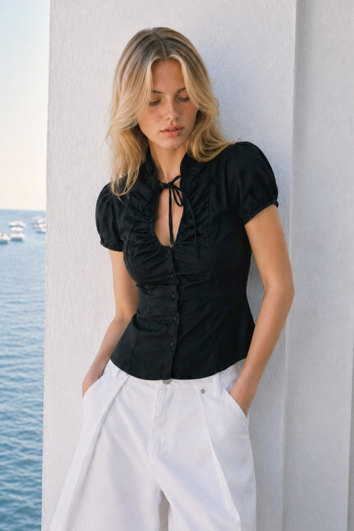 AMELIA TIED POPLIN TOP