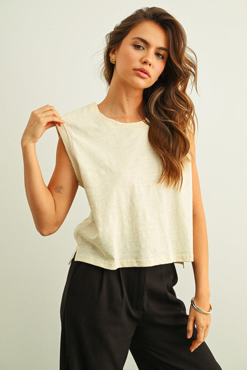 JESEE ROUND NECK SLUB TOP