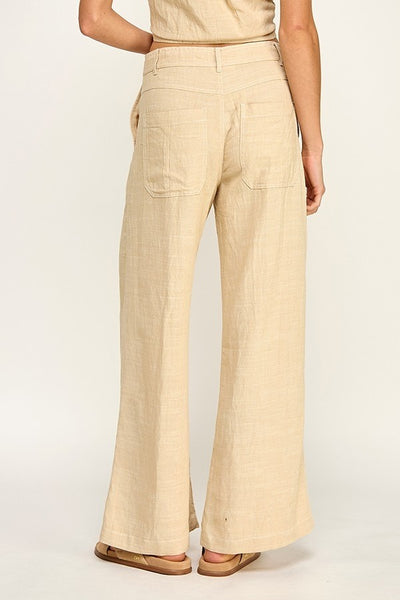 REINA LINEN STITCH WIDE LEG PANT