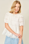 YAMI LACE SCALOP SLEEVE BLOUSE