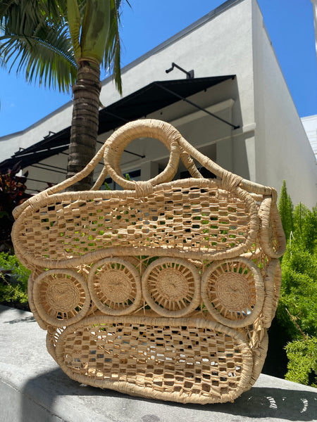FOUR SUNS RAFFIA TOTE BAG