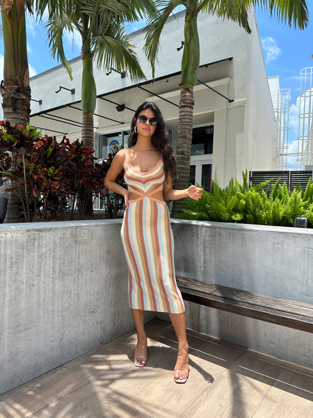 CAROLINE STRIPE MIDI DRESS