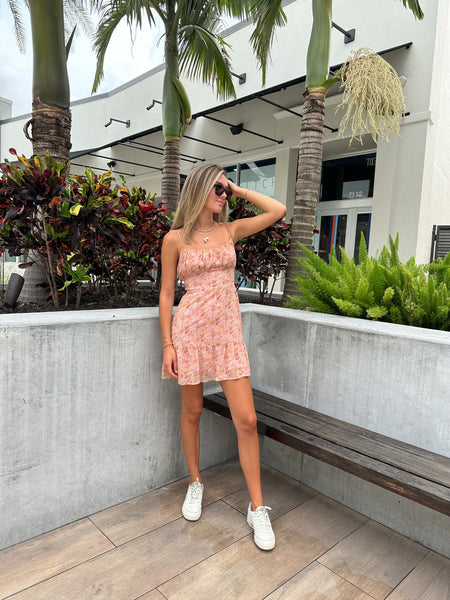 LOREN TIE STRAP FLORAL DRESS