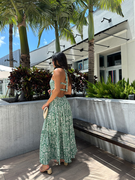 LENNOX OPEN BACK HALTER NECKLINE MAXI
