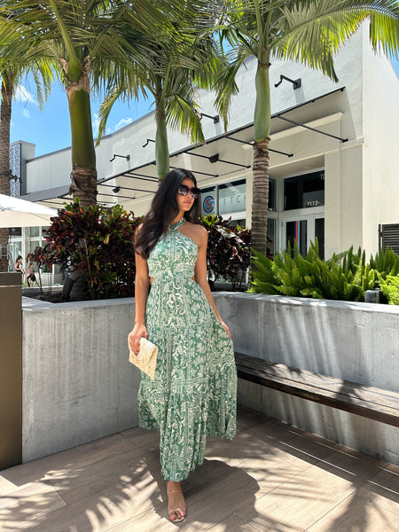 LENNOX OPEN BACK HALTER NECKLINE MAXI